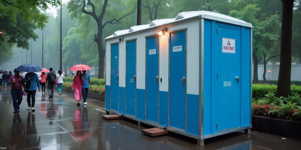 Portable Toilet Cabin in Mumbai, mobile toilet cabin Mumbai, FRP toilet cabins, prefab toilet cabins, MetalTech Cabin Industry, sanitation cabins Mumbai, portable restroom cabin, site toilet cabins